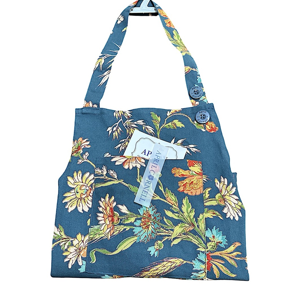 NEW April Cornell TEAL FLORAL Chef’s Apron